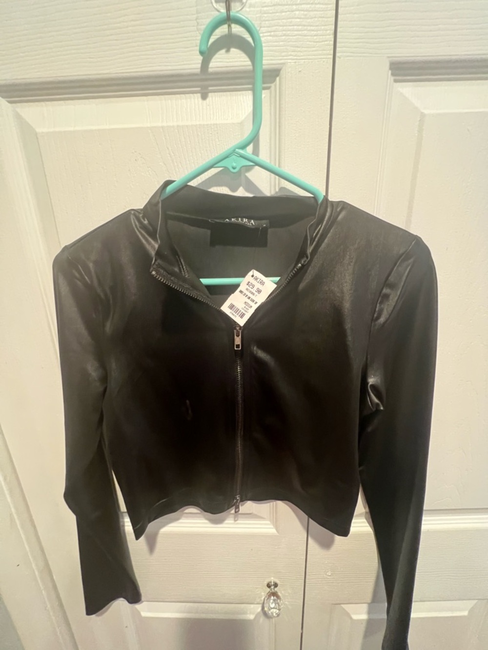 AKIRA Black Cropped Zip-Front Jacket